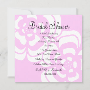 Invitation de Fête de la mariée de fleur rose et