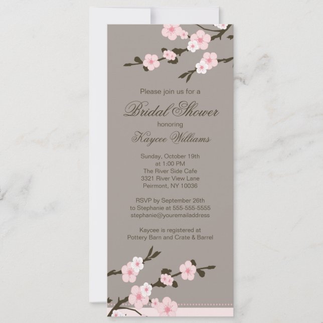 Invitation de Fête de la mariée de fleurs de (Devant)