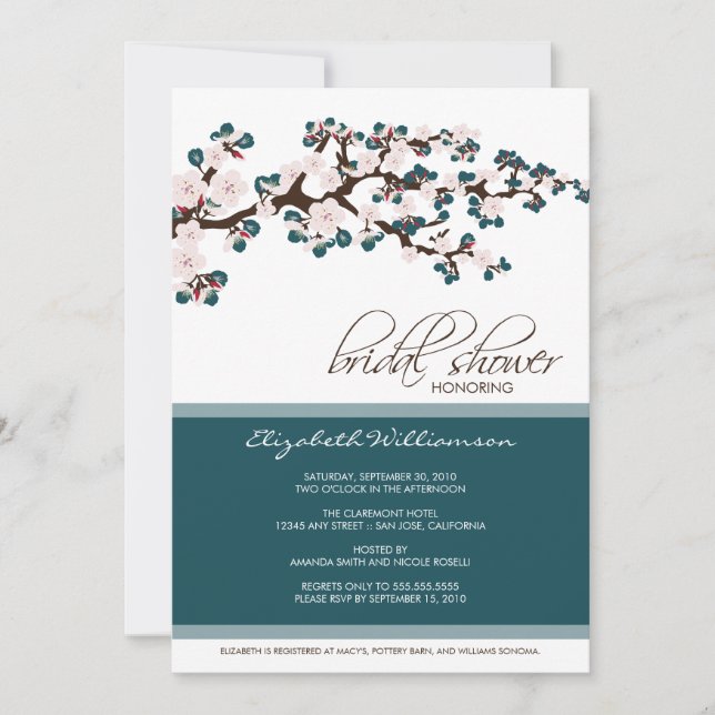 Invitation de Fête de la mariée de fleurs de (Devant)