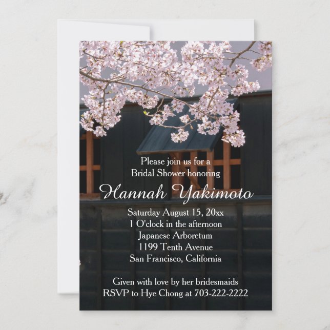 Invitation de Fête de la mariée de fleurs de (Devant)