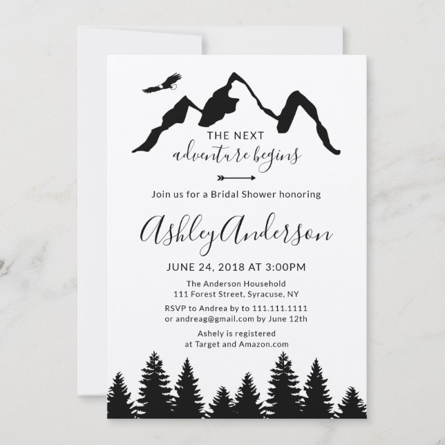 Invitation de Fête de la mariée de forêt de (Devant)