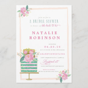 Invitation de Fête de la mariée de gâteau de