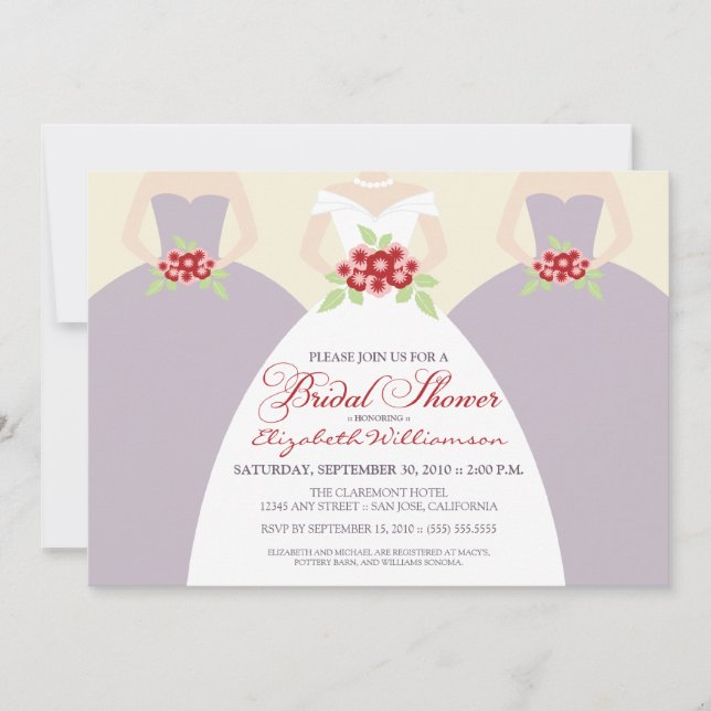 Invitation de Fête de la mariée de jeune mariée et (Devant)