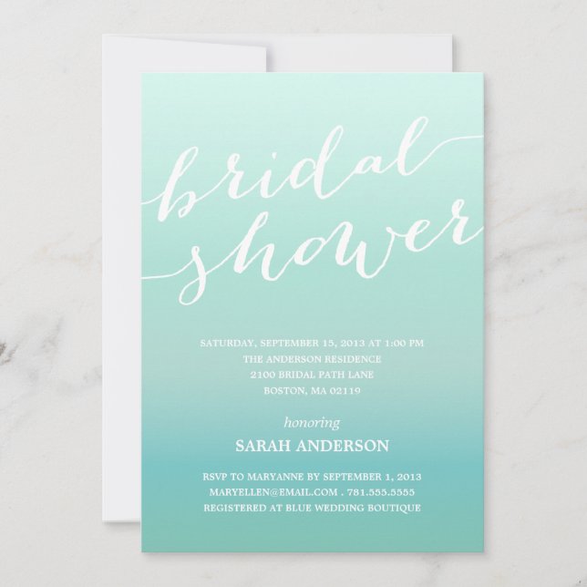 INVITATION DE FÊTE DE LA MARIÉE DE LA DOUCHE (Devant)
