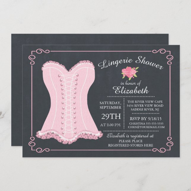 Invitation de Fête de la mariée de lingerie de (Devant / Derrière)