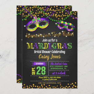 Invitation de Fête de la mariée de mardi gras