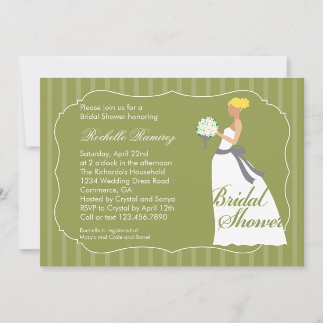 Invitation de Fête de la mariée de robe de mariage (Devant)