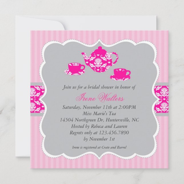 Invitation de Fête de la mariée de théière (Devant)