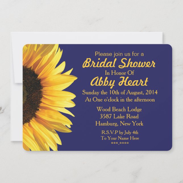 Invitation de Fête de la mariée de tournesol (Devant)