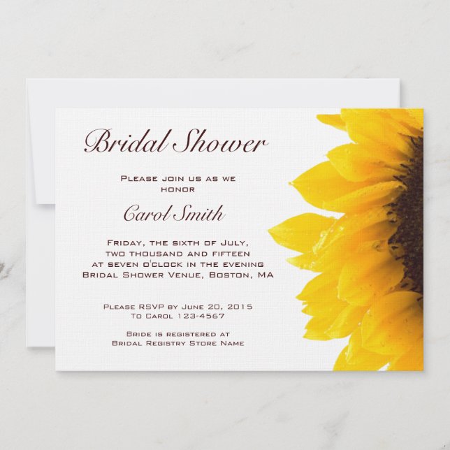 Invitation de Fête de la mariée de tournesol de (Devant)