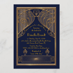Invitation de Fête de la mariée, grand Gatsby, or
