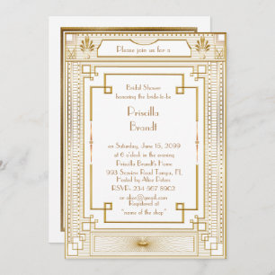 Invitation de Fête de la mariée, grand or d'or de