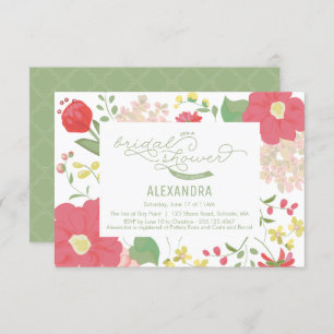 Invitation de Fête de la mariée - jardin, floral,