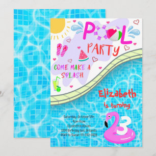Invitation de fête de la piscine