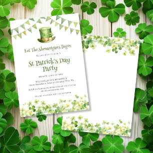 Invitation de fête de la Saint-Patrick Shamrock Aq