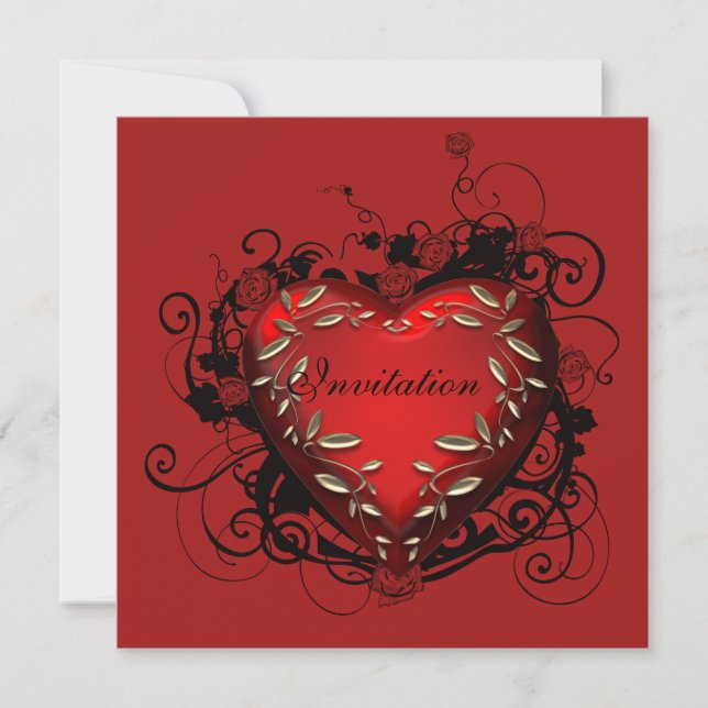 Invitation de fête de la Saint-Valentin au coeur (Devant)