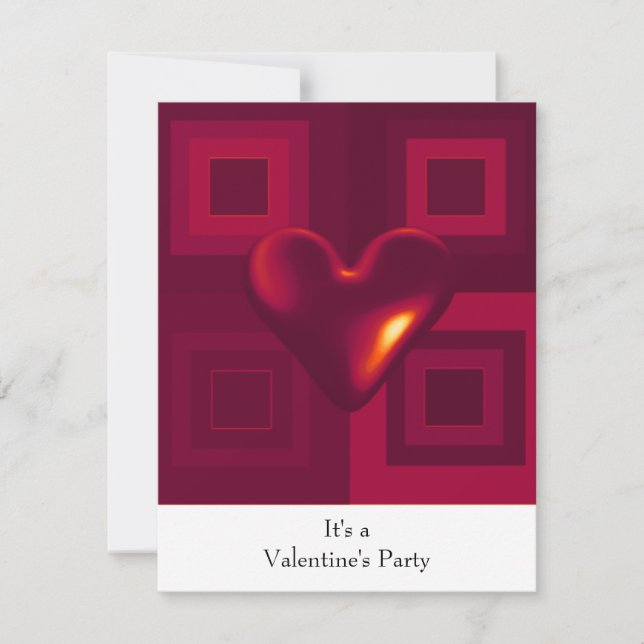 Invitation de fête de la Saint-Valentin au cœur ro (Devant)