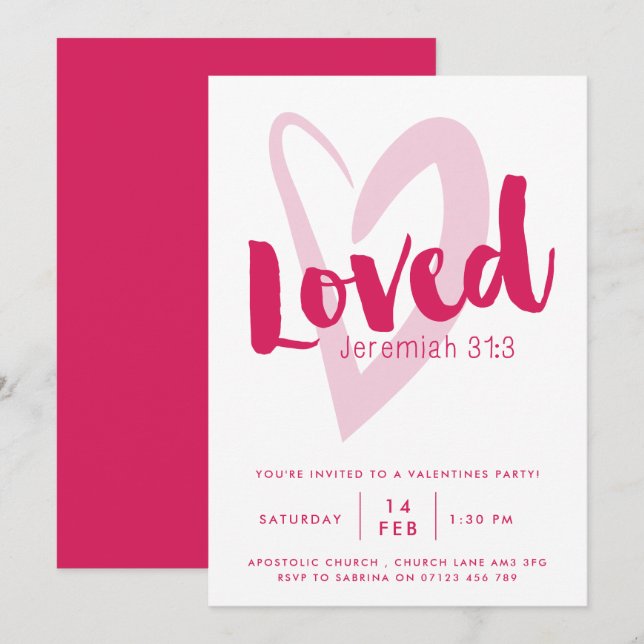 Invitation de fête de la Saint-Valentin chrétienne (Devant / Derrière)