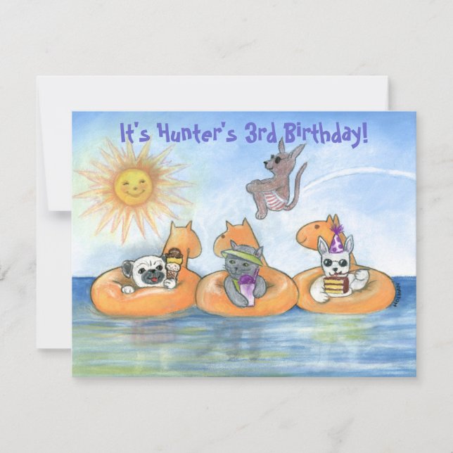 invitation de fête de l'anniversaire de "l'animal  (Devant)