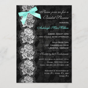 Invitation de Fête de l'mariée à dentelle noire