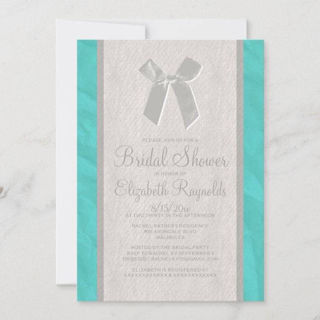 Invitation de Fête de l'mariée de lin d'acier Vint (Devant)