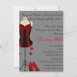 Invitation de Fête de l'mariée de Lingerie rouge e