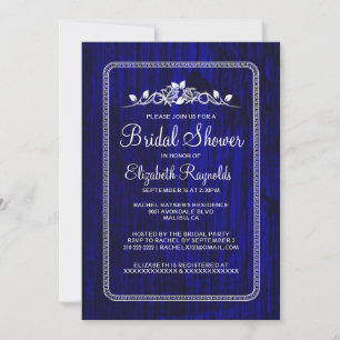 Invitation de Fête de l'mariée en bois Royal Blue