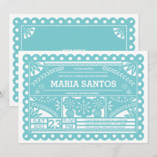 Invitation de Fête de l'mariée Papel Picado - Bleu