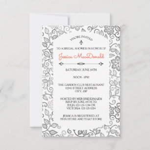 Invitation de Fête de Mariage à Motif Floral Noir 