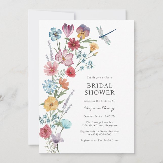 Invitation de Fête de Mariage aux Fleurs Sauvages (Devant)