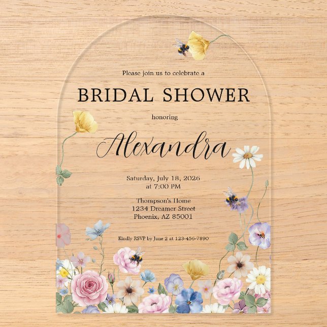 Invitation de Fête de Mariage aux Fleurs Sauvages  (Recto)