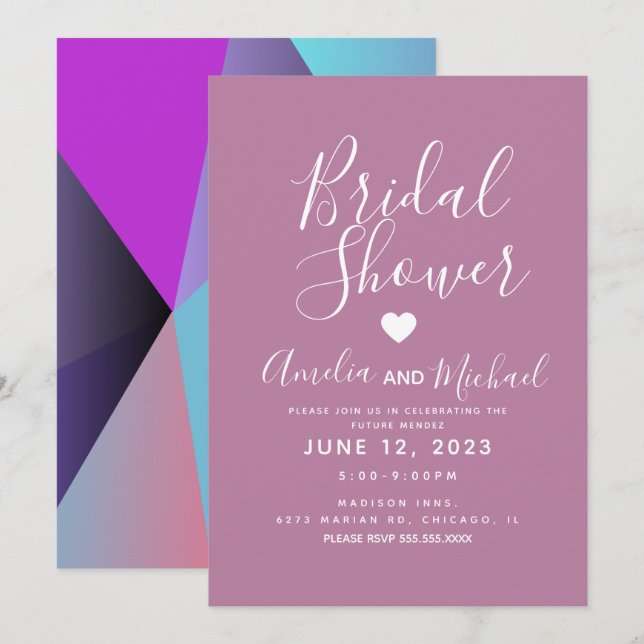 Invitation de Fête de Mariage aux Formes Géométriq (Devant / Derrière)