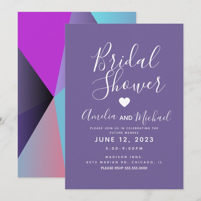 Invitation de Fête de Mariage aux Formes Géométriq (Devant / Derrière)