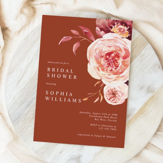 Invitation de Fête de Mariage aux Roses Roses Élég (Créateur téléchargé)