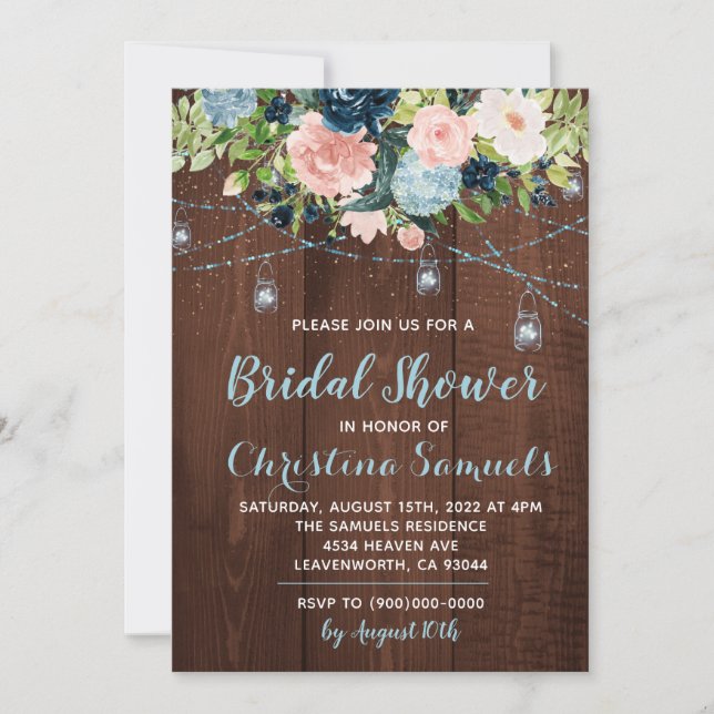 Invitation de Fête de Mariage avec Guirlande Lumin (Devant)