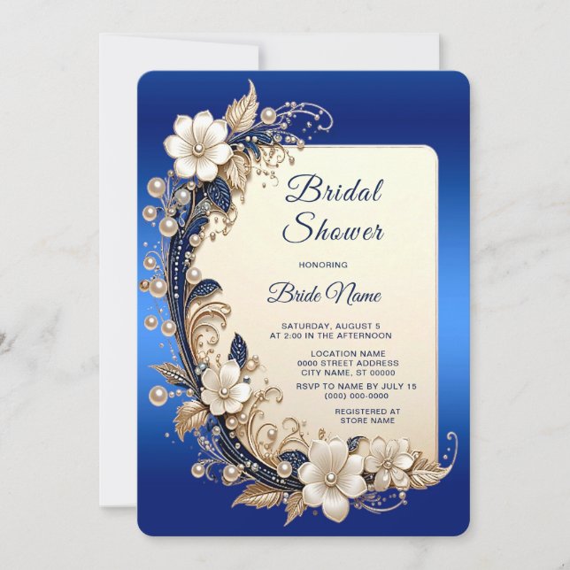 Invitation de Fête de Mariage avec Ornement Floral (Devant)