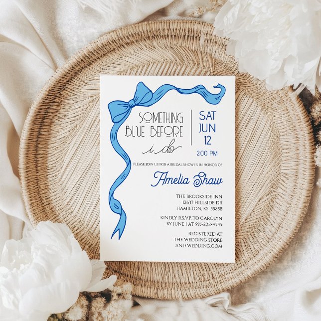 Invitation de Fête de Mariage avec un Ruban Bleu (Something Blue Bow Bridal Shower Invitation)