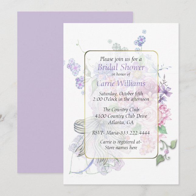 Invitation de Fête de Mariage Bouquet Floral (Devant / Derrière)