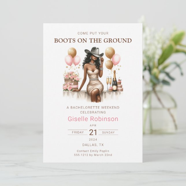 Invitation de Fête de Mariage de Cowgirl (Debout devant)