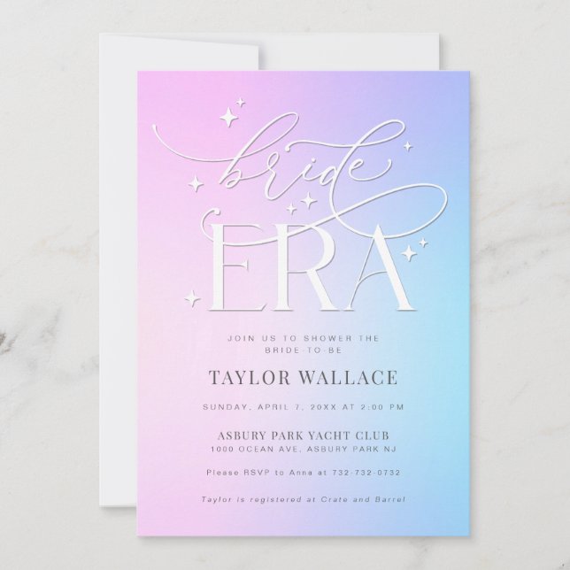 Invitation de Fête de Mariage de l'Ère de la Marié (Devant)