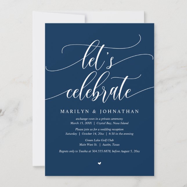 Invitation de fête de mariage en fuite, célébrons (Devant)