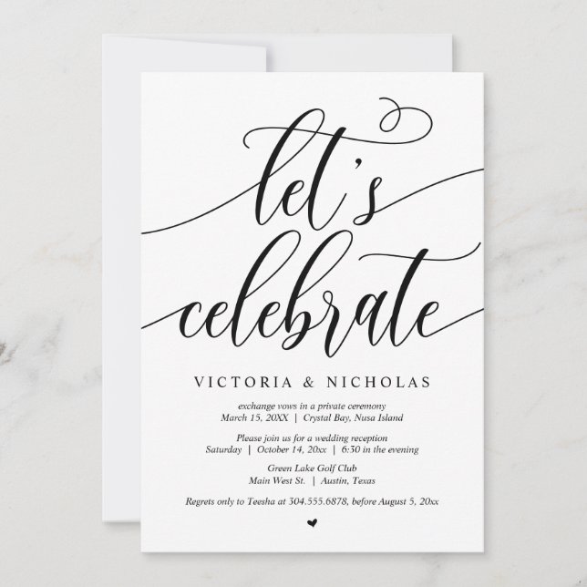 Invitation de fête de mariage en fuite, célébrons (Devant)