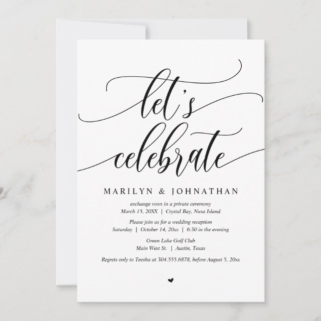 Invitation de fête de mariage en fuite, célébrons (Devant)