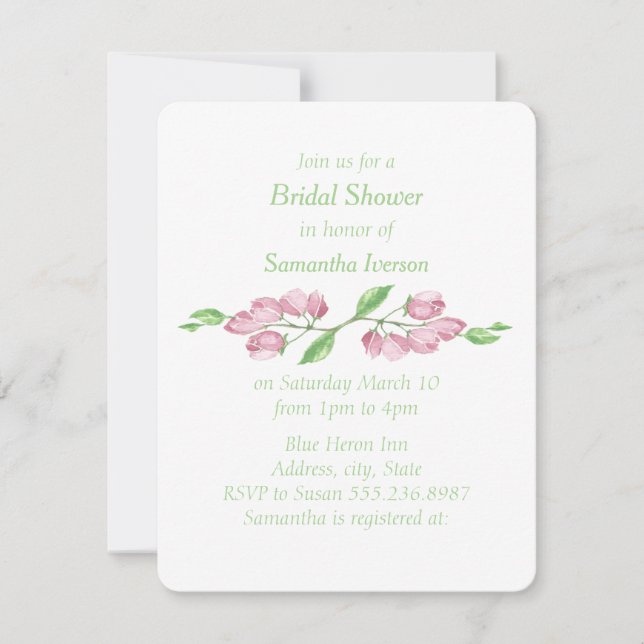 Invitation de Fête de Mariage Fleur de Cerisier (Devant)