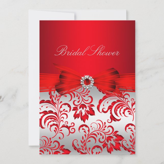 Invitation de Fête de Mariage Fleurs Rouges & Ruba (Devant)