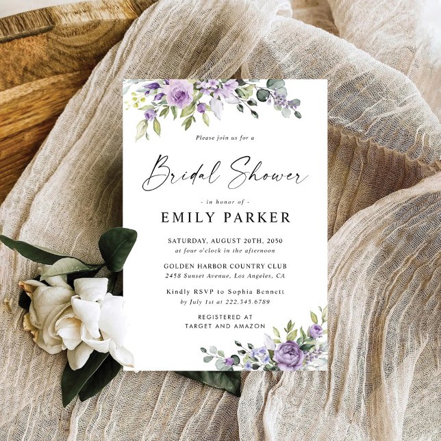 Invitation de Fête de Mariage Fleurs Violettes Rom (Créateur téléchargé)