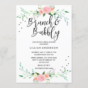 Invitation de Fête de Mariage Florale Brunch et Bu