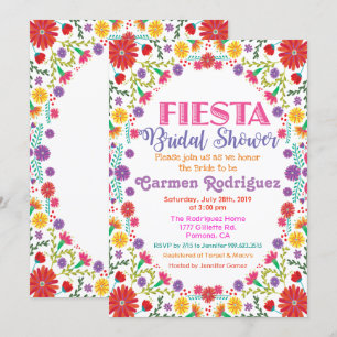Invitation de Fête de Mariage Florale Fiesta