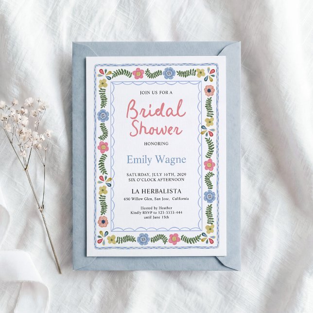 Invitation de Fête de Mariage Florale, Folklore Co (Créateur téléchargé)