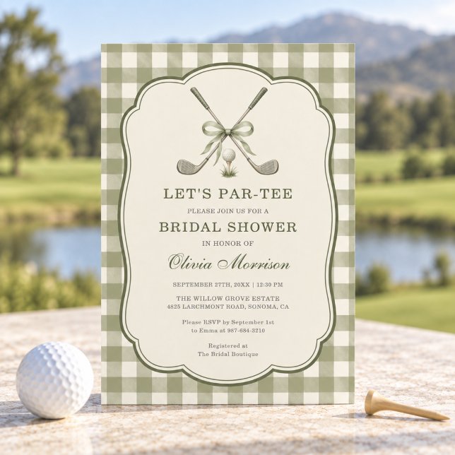 Invitation de Fête de Mariage Gingham Golf Let's P (Créateur téléchargé)